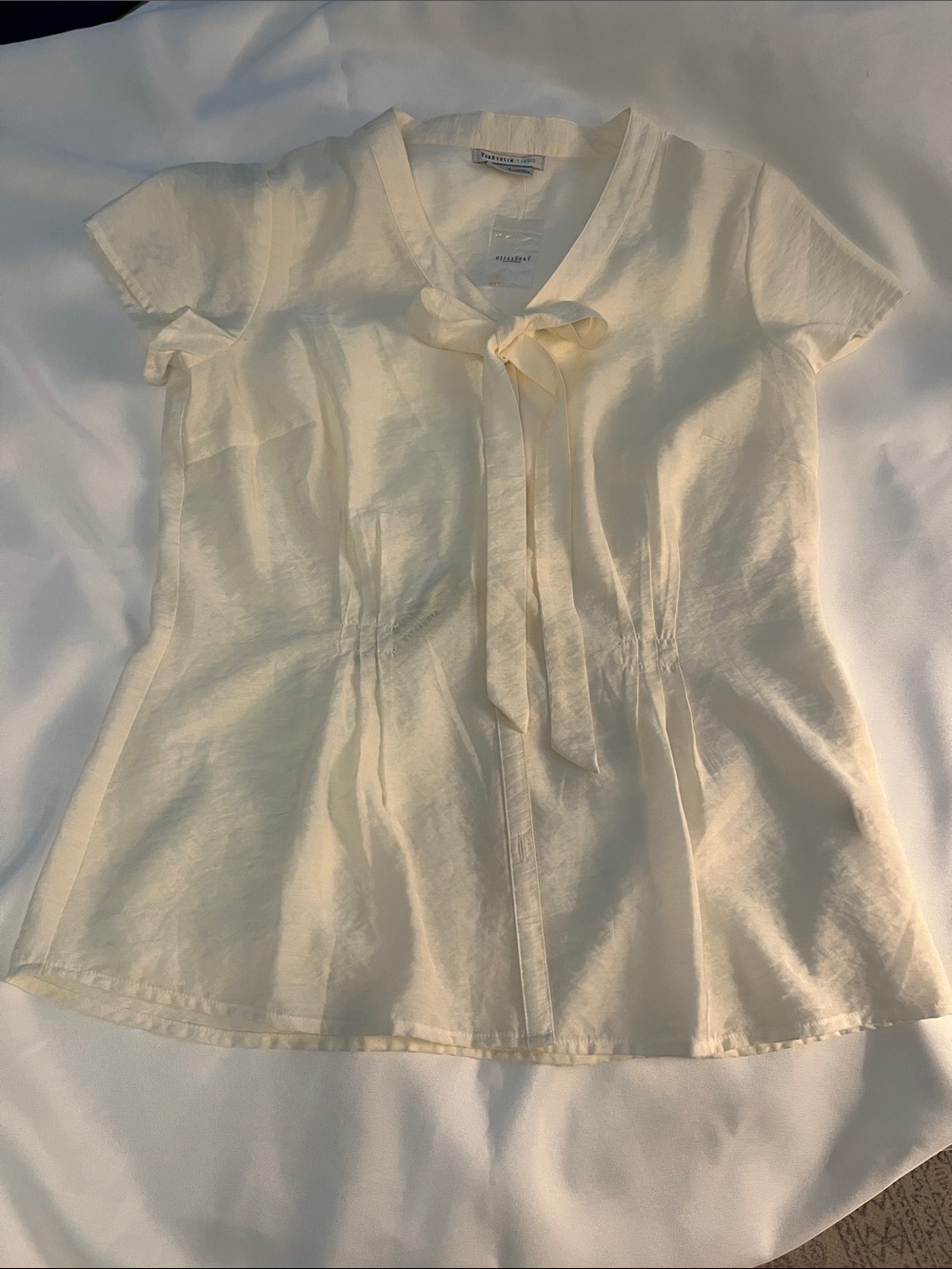 Van Heusen Cream Short-Sleeve Tie-Front Blouse